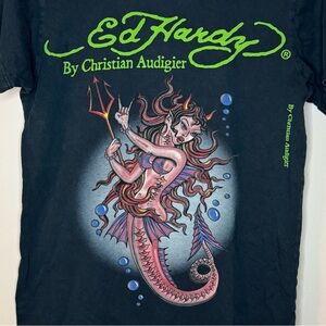 Vintage Don Ed Hardy Devil Mermaid T shirt Authentic Y2K Men’s Small